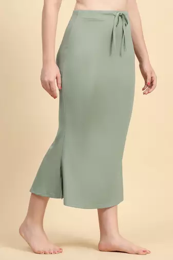Trendmalls Green Lycra Spandex Saree Shapewear Skirt Petticoat for Women