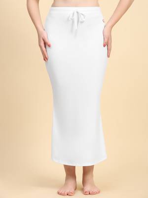 Trendmalls White Plain Cotton Soft Saree Shape wear Petticoat for Women 2
