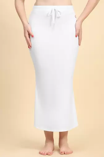 Trendmalls White Plain Cotton Soft Saree Shape wear Petticoat for Women
