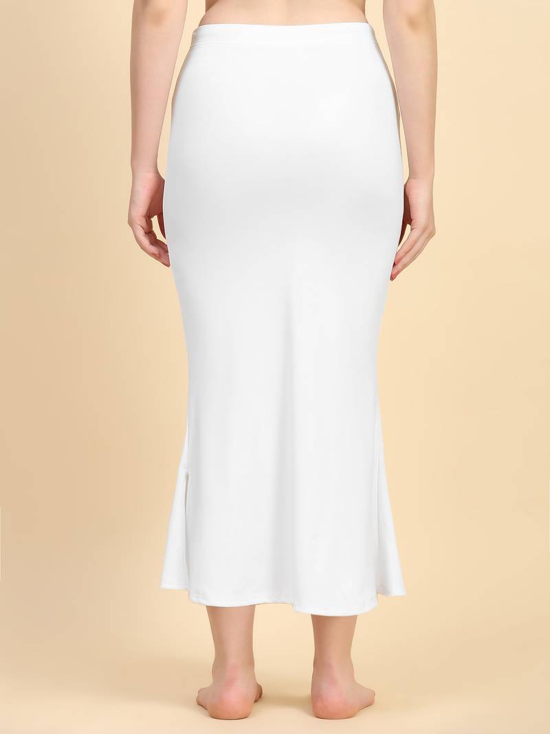 White Plain Cotton Soft Saree Shape wear Petticoat for Women