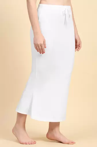 Trendmalls White Plain Cotton Soft Saree Shape wear Petticoat for Women