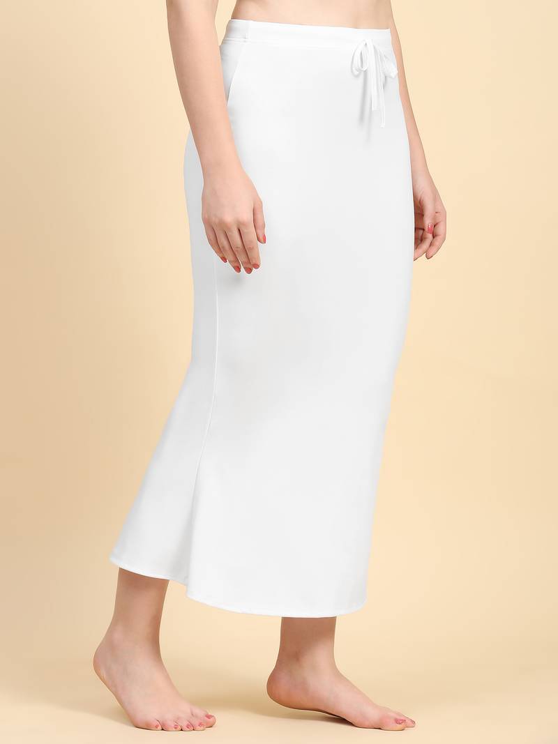 White Plain Cotton Soft Saree Shape wear Petticoat for Women