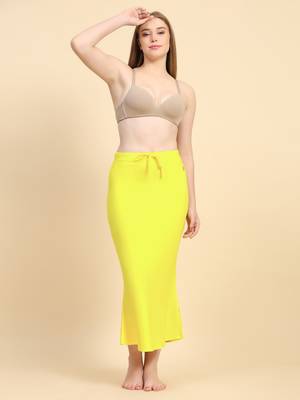 Trendmalls Yellow Lycra Spandex Saree Shapewear Skirt Petticoat for Women 1