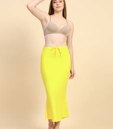 Yellow Lycra Spandex Saree Shapewear Skirt Petticoat for Women