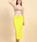Yellow Lycra Spandex Saree Shapewear Skirt Petticoat for Women