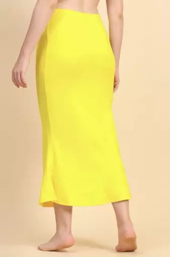 Trendmalls Yellow Lycra Spandex Saree Shapewear Skirt Petticoat for Women