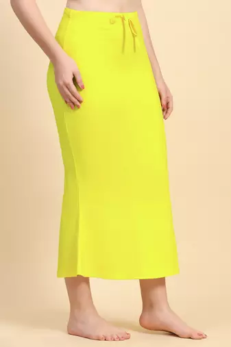 Trendmalls Yellow Lycra Spandex Saree Shapewear Skirt Petticoat for Women