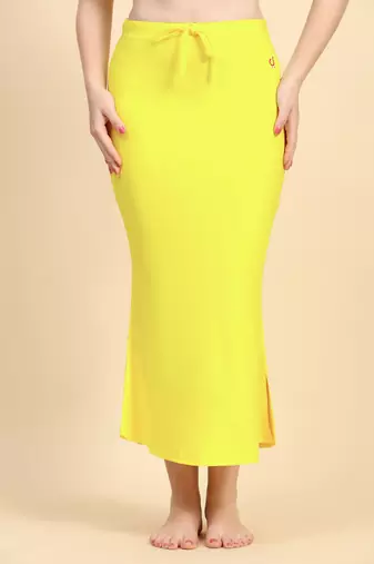 Trendmalls Yellow Lycra Spandex Saree Shapewear Skirt Petticoat for Women