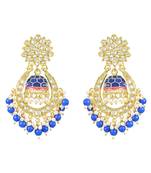 Traditional Meenakari Kundan Studded Pearl Dangle Jhumki Earrings For Women::Girls