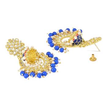 Traditional Meenakari Kundan Studded Pearl Dangle Jhumki Earrings For Women::Girls 3