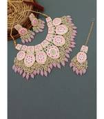 Gold-plated kundan-studded & beaded jewellery set