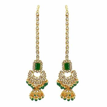 Traditional Handcrafted Faux Kundan & Pearl Studded Bridal Necklace Set With Earrings & Maang Tikka 3