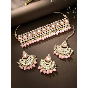 Gold Plated Traditional Kundan Choker Necklace Chandbali Earring & Maang Tikka Ethnic Jewellery Set Gift 1