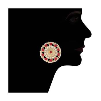 Traditional Ruby Kundan & Pearl Studded Choker Necklace Jewellery Set For Womengirls 5