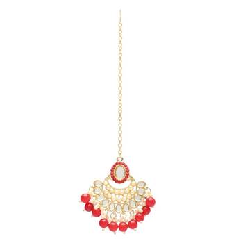 Gold Plated Traditional Kundan & Pearl Choker Necklace Chandbali Earring & Maang Tikka Ethnic Jewellery Set 5