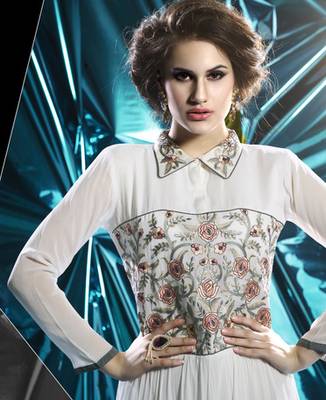 White Pure Georgette Stitched Kurti 2