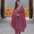 women mauve floral straight kurta pant and dupatta set