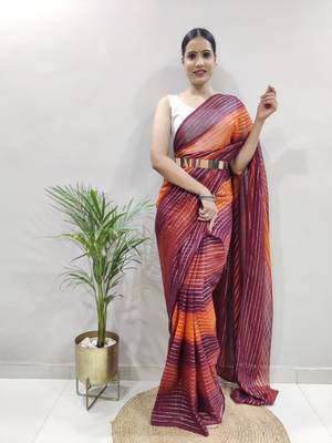 Maroon Colour Heavy Georgette Fabric Zare Saree WITH UN-STITCHED BLOUSE 1