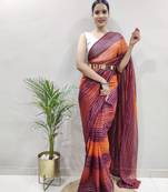 Maroon Colour Heavy Georgette Fabric Zare Saree WITH UN-STITCHED BLOUSE