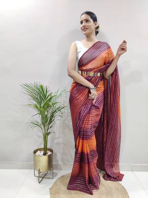 Maroon Colour Heavy Georgette Fabric Zare Saree WITH UN-STITCHED BLOUSE 2