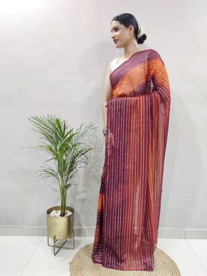 Maroon Colour Heavy Georgette Fabric Zare Saree WITH UN-STITCHED BLOUSE 3