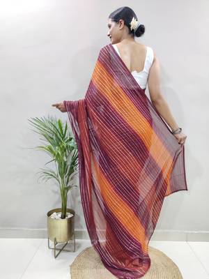 Maroon Colour Heavy Georgette Fabric Zare Saree WITH UN-STITCHED BLOUSE 4
