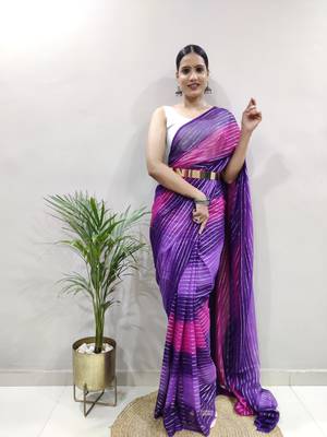 Purple Colour Heavy Georgette Fabric Zare Saree WITH UN-STITCHED BLOUSE 1
