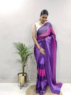 Purple Colour Heavy Georgette Fabric Zare Saree WITH UN-STITCHED BLOUSE 2