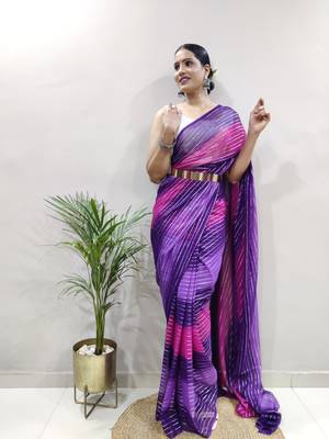Purple Colour Heavy Georgette Fabric Zare Saree WITH UN-STITCHED BLOUSE 3