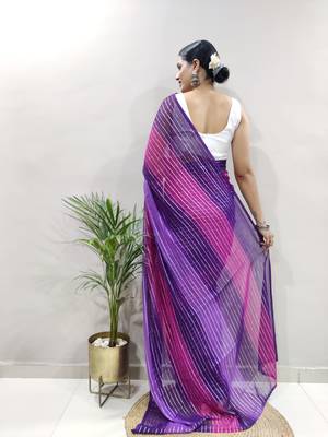 Purple Colour Heavy Georgette Fabric Zare Saree WITH UN-STITCHED BLOUSE 4