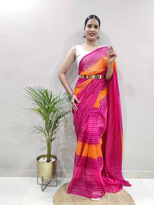 Rani Colour Heavy Georgette Fabric Zare Saree WITH UN-STITCHED BLOUSE 1