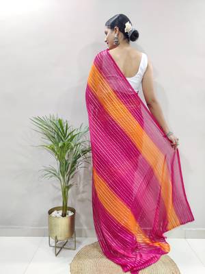Rani Colour Heavy Georgette Fabric Zare Saree WITH UN-STITCHED BLOUSE 3