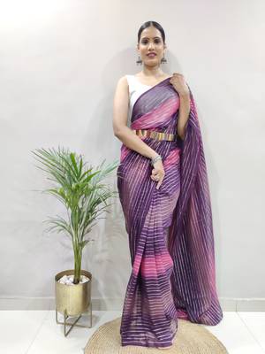 Jambli Colour Heavy Georgette Fabric Zare Saree WITH UN-STITCHED BLOUSE 1