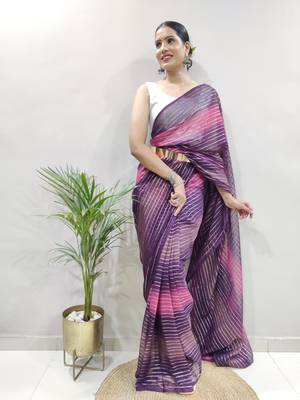 Jambli Colour Heavy Georgette Fabric Zare Saree WITH UN-STITCHED BLOUSE 2