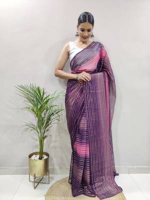 Jambli Colour Heavy Georgette Fabric Zare Saree WITH UN-STITCHED BLOUSE 3