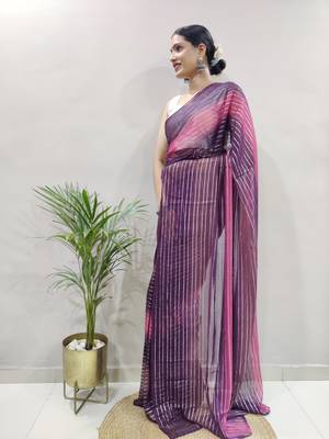 Jambli Colour Heavy Georgette Fabric Zare Saree WITH UN-STITCHED BLOUSE 4