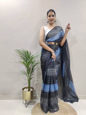Green Colour Heavy Georgette Fabric Zare Saree WITH UN-STITCHED BLOUSE 1