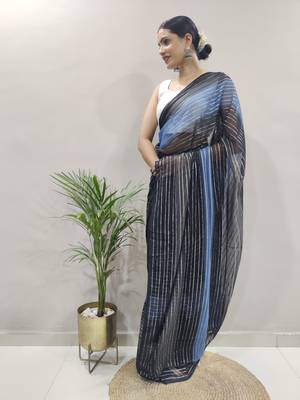 Green Colour Heavy Georgette Fabric Zare Saree WITH UN-STITCHED BLOUSE 4