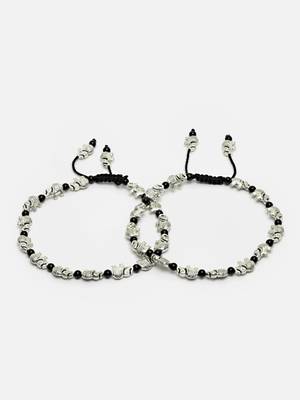 Sasha sterling silver elephant shape with black thread anklet for women/girls - pack of 2 4