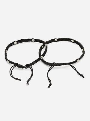 Sasha sterling silver moti with black thread anklet for women/girls - pack of 2 5