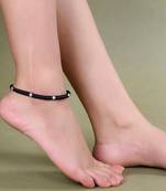 Sasha sterling silver moti with black thread anklet for women/girls