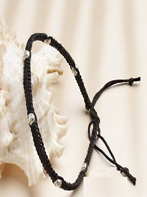 Sasha sterling silver moti with black thread anklet for women/girls 3