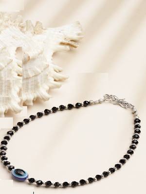 Sasha black and blue evil eye with black moti anklet for women/girls 4