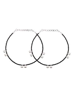 Sasha sterling silver moti with black thread anklet for women/girls - pack of 2 4