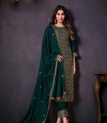 Peacock blue georgette silk embroidery semi stitched suits