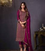 Rani pink georgette silk embroidery semi stitched suits