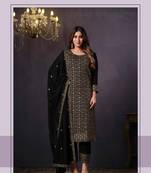 Black georgette silk embroidery semi stitched suits