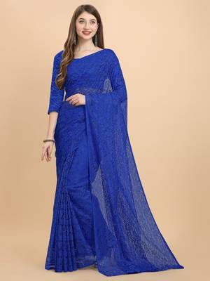 Royal Blue Rasal Net Saree  1