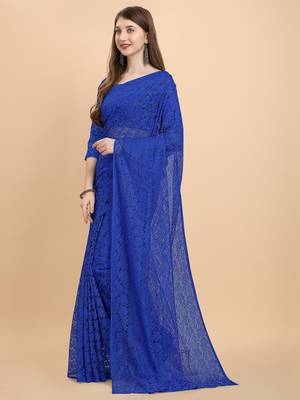 Royal Blue Rasal Net Saree  2