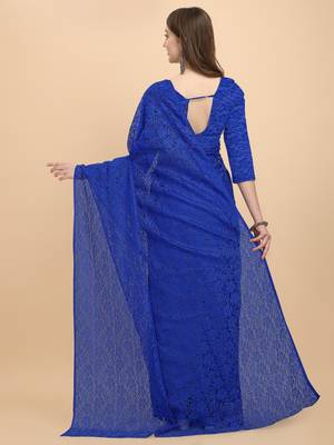 Royal Blue Rasal Net Saree  3